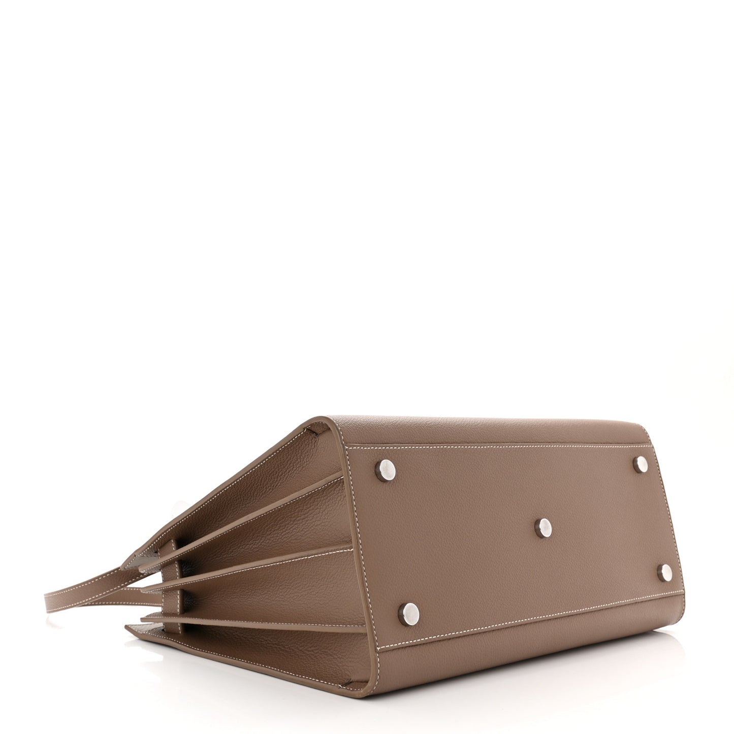 Grained Calfskin Topstitch Small Classic Sac De Jour Taupe