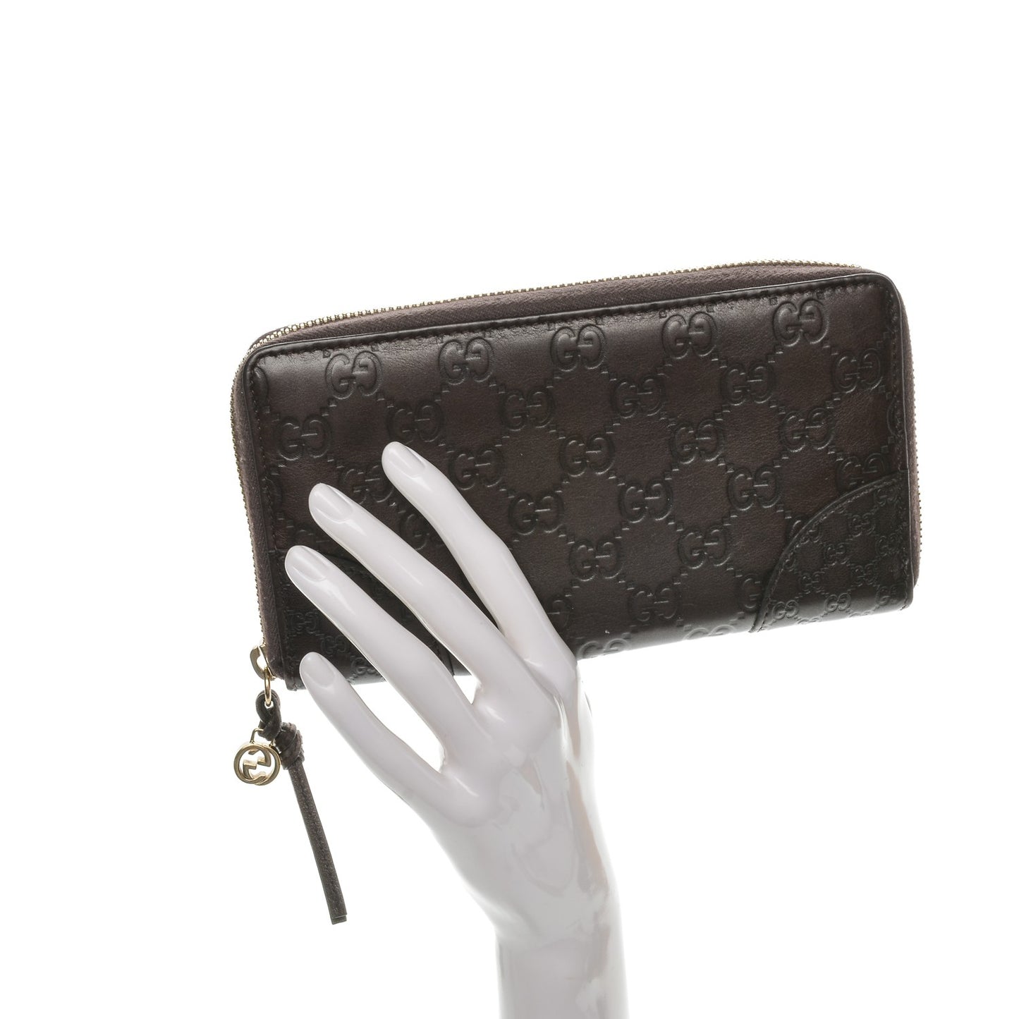 Guccissima Signature Microguccissima Bree Zip Around Wallet Chocolate