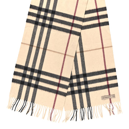 Burberry Cashmere Check Fringe Scarf Natural White 2 of 4