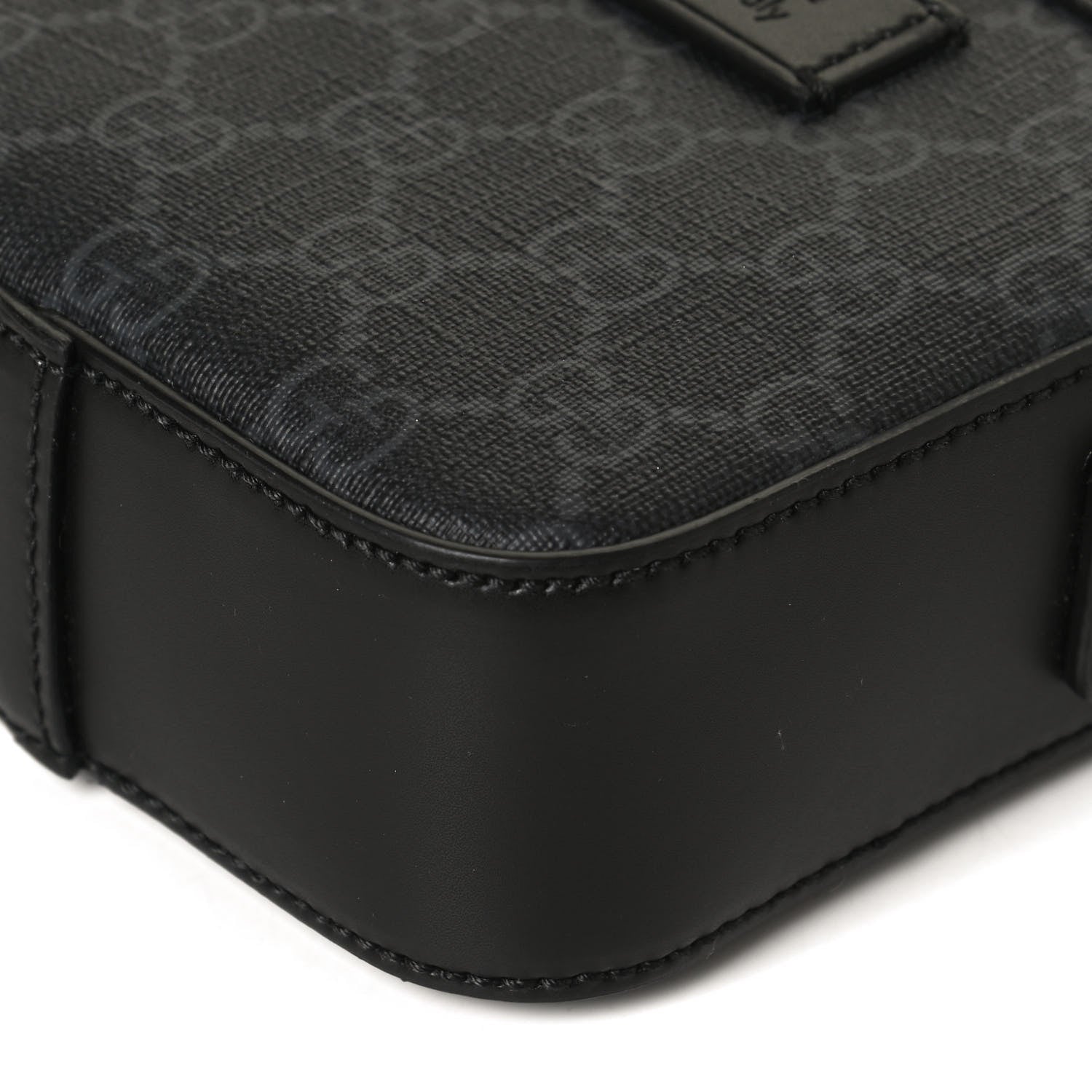Gucci GG Supreme Monogram Appia Calfskin Web Messenger Bag Black 11 of 11