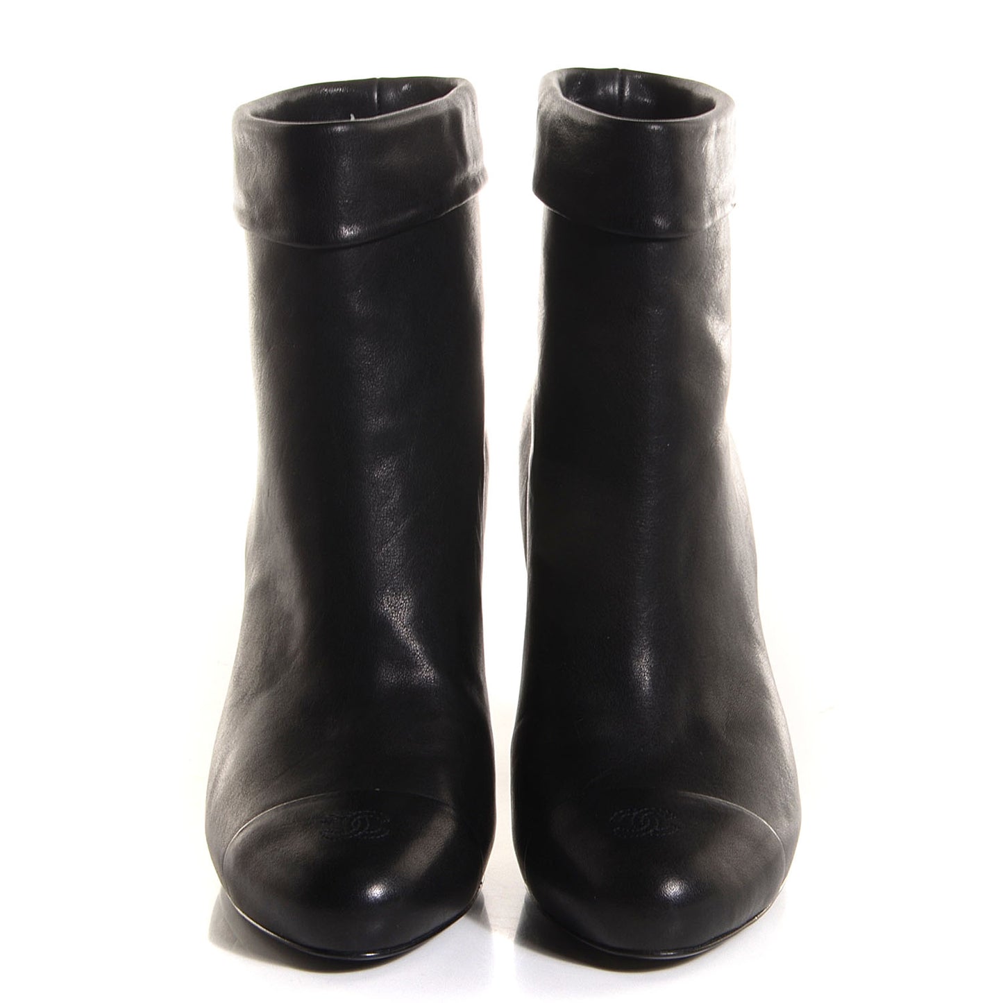 Leather CC Cap Toe Ankle Boots 37.5 Black