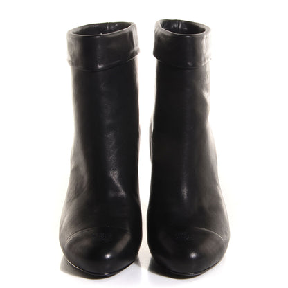 Chanel Leather CC Cap Toe Ankle Boots 37.5 Black 2 of 9
