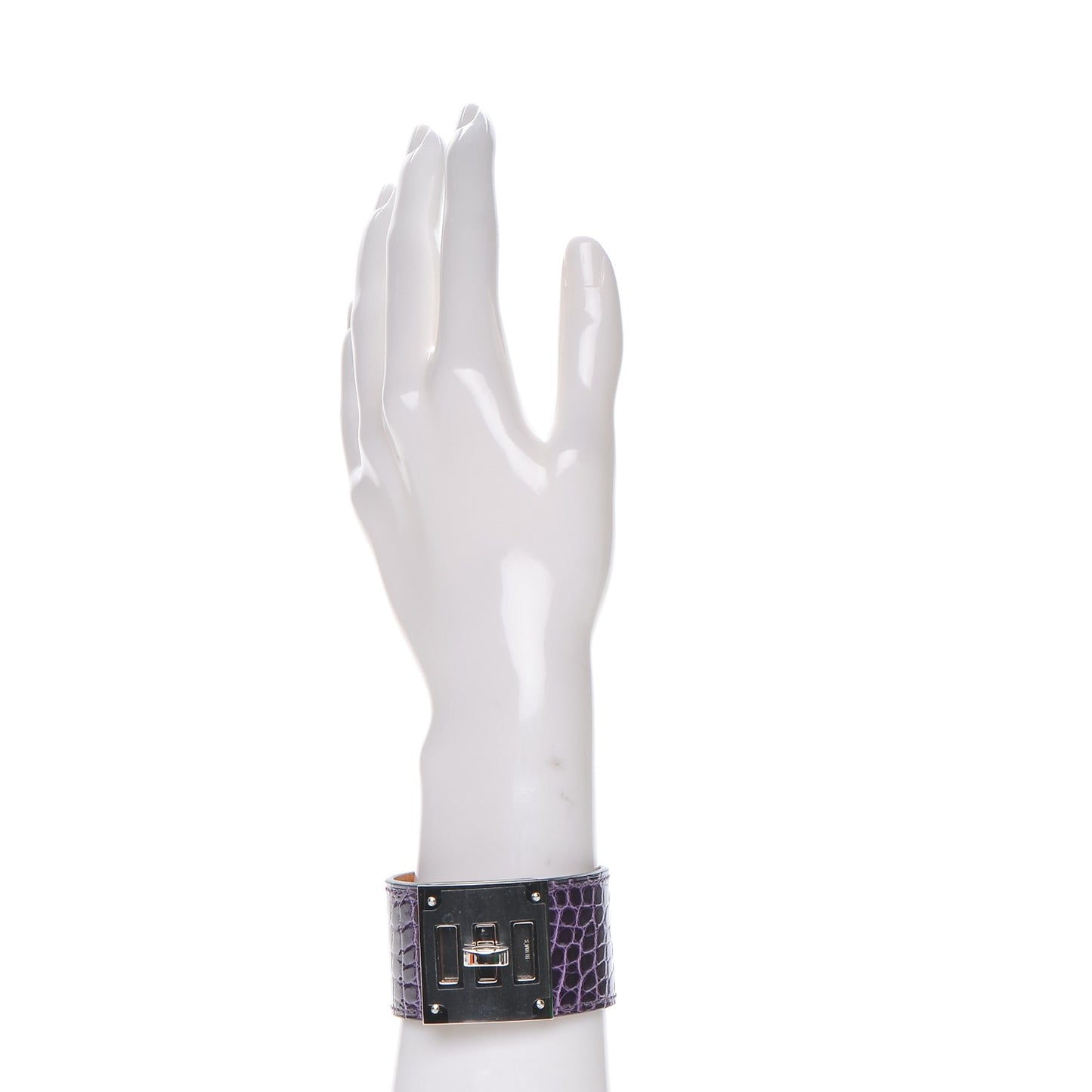 Shiny Alligator Kelly Dog Cuff Amethyst