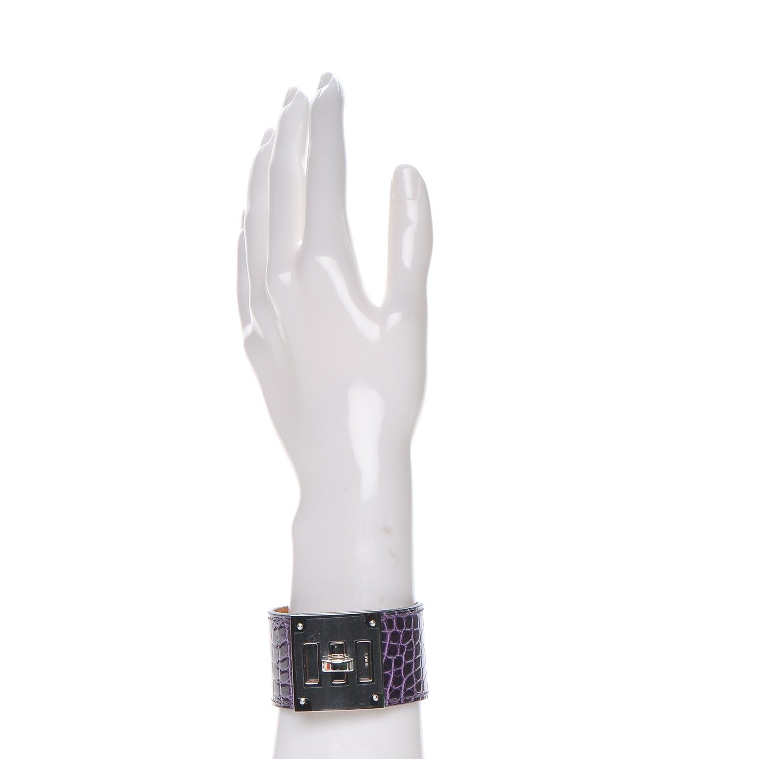 Hermes Shiny Alligator Kelly Dog Cuff Amethyst 2 of 6