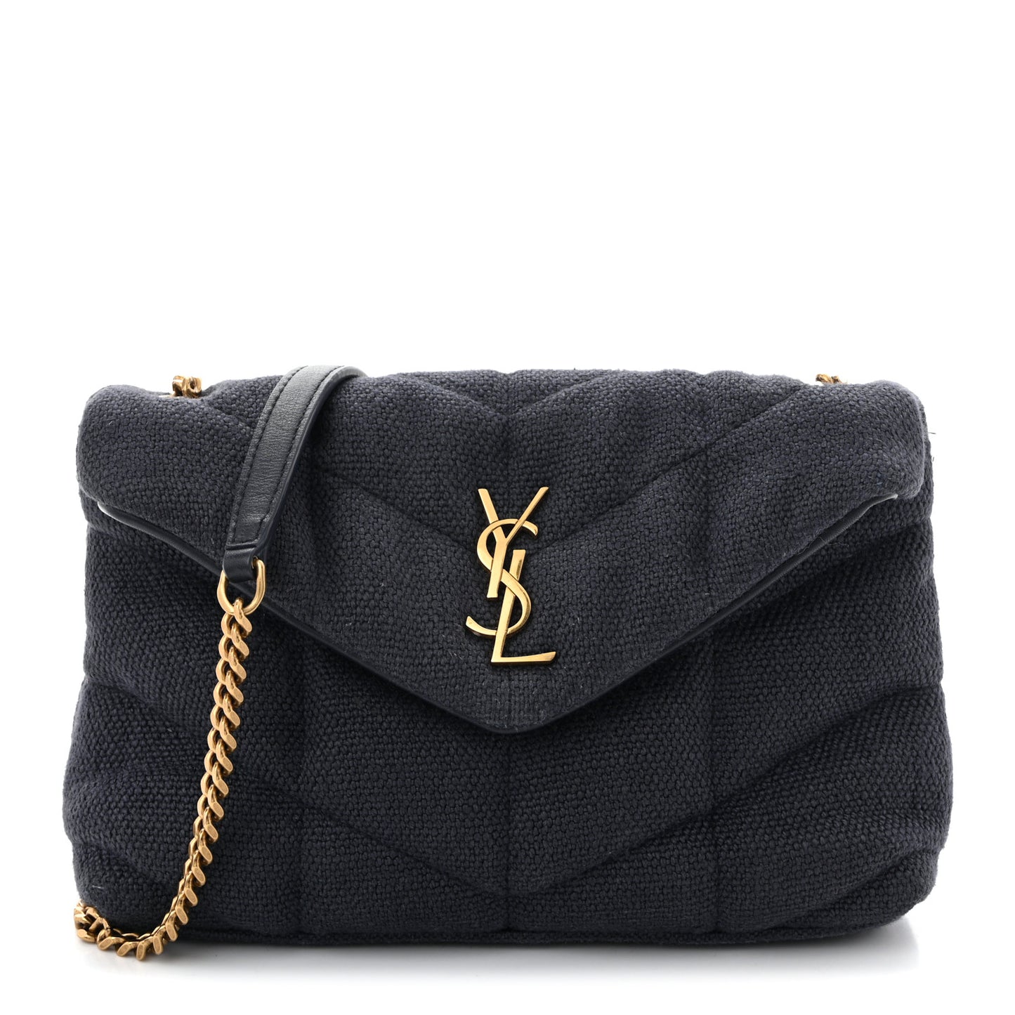 Canvas Quilted Toy Loulou Puffer Monogram Chain Satchel Deep Marine