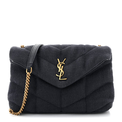 Saint Laurent Canvas Quilted Toy Loulou Puffer Monogram Chain Satchel Deep Marine 1 of 10