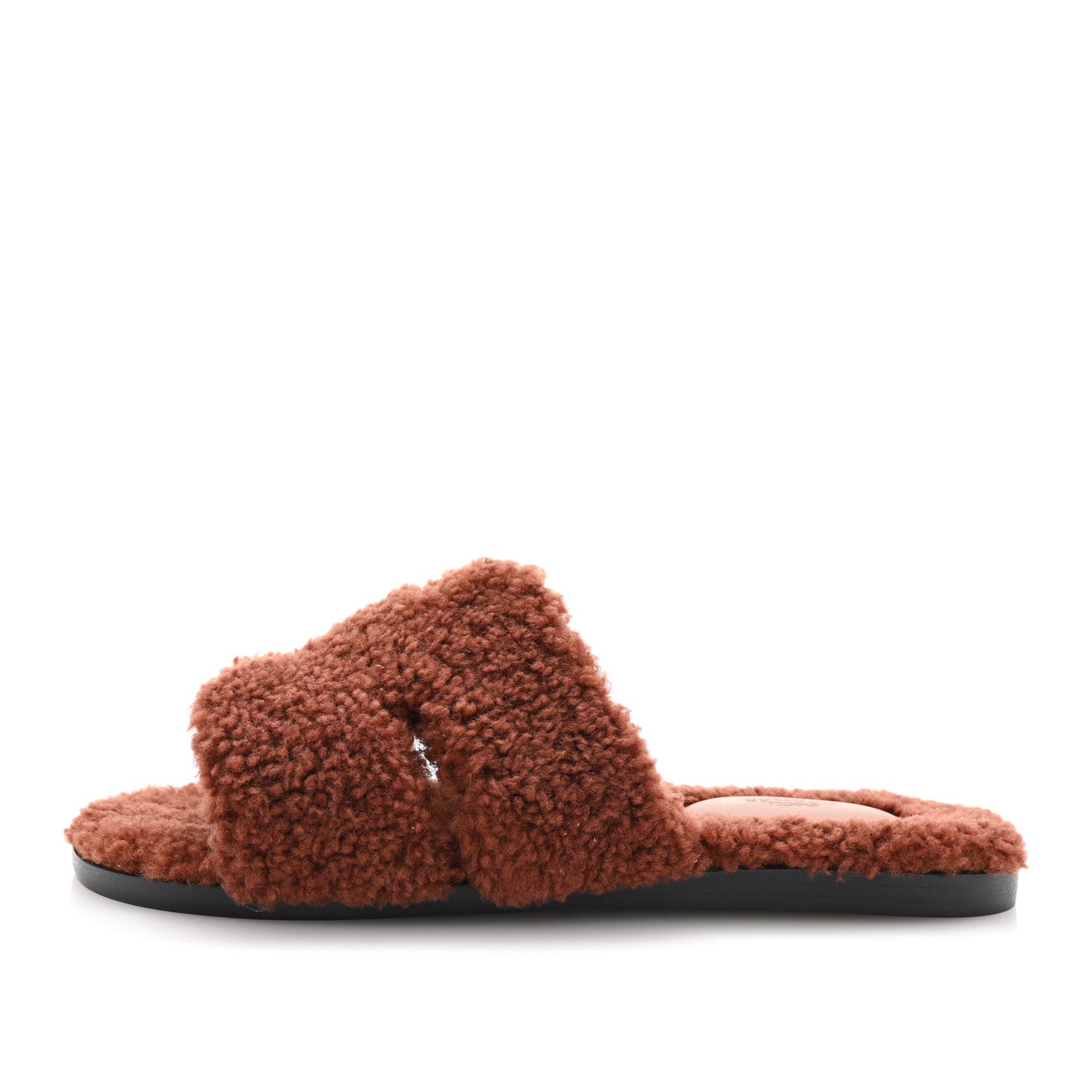 Hermes Woolskin Mens Izmir Sandals 44 Cognac 1 of 9