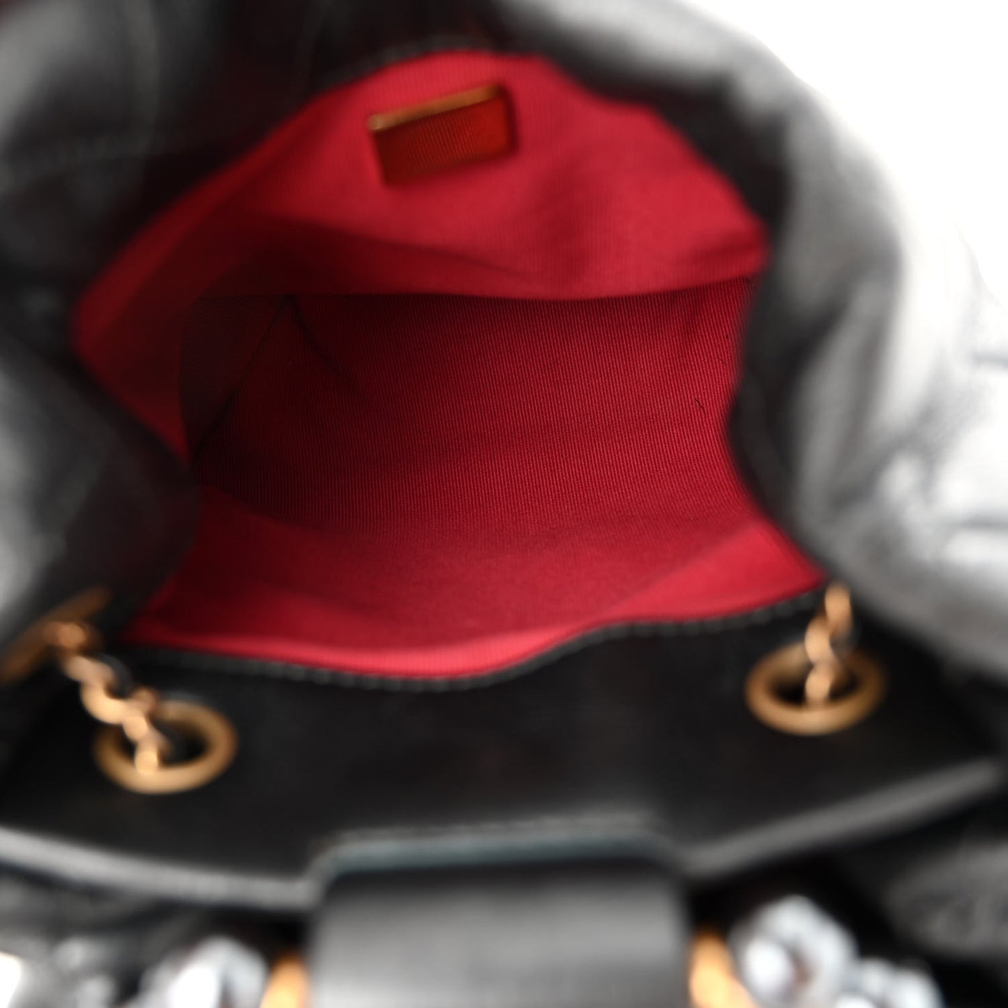 Metallic Lambskin Quilted Pearl Crown Drawstring Bag Anthracite