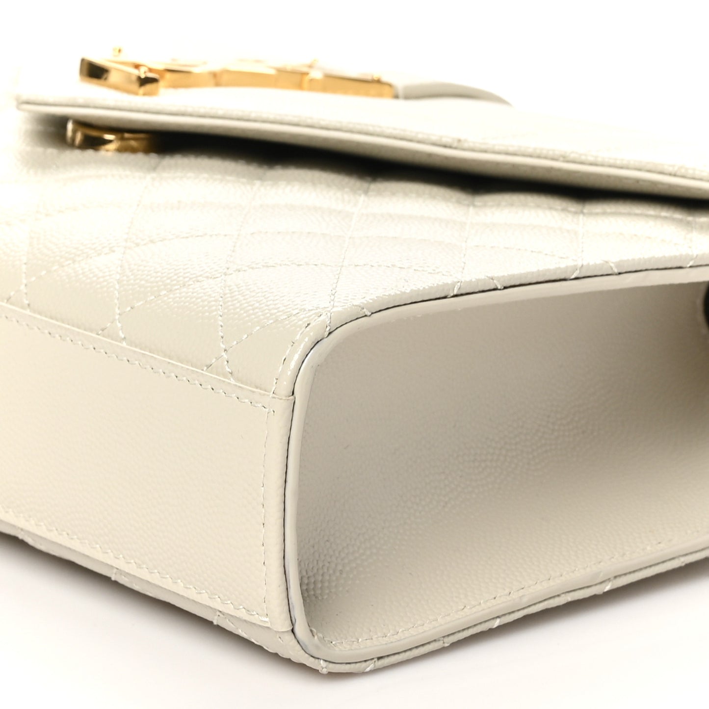 Grain De Poudre Textured Mixed Matelasse Medium Triquilt Monogram Satchel Crema Soft