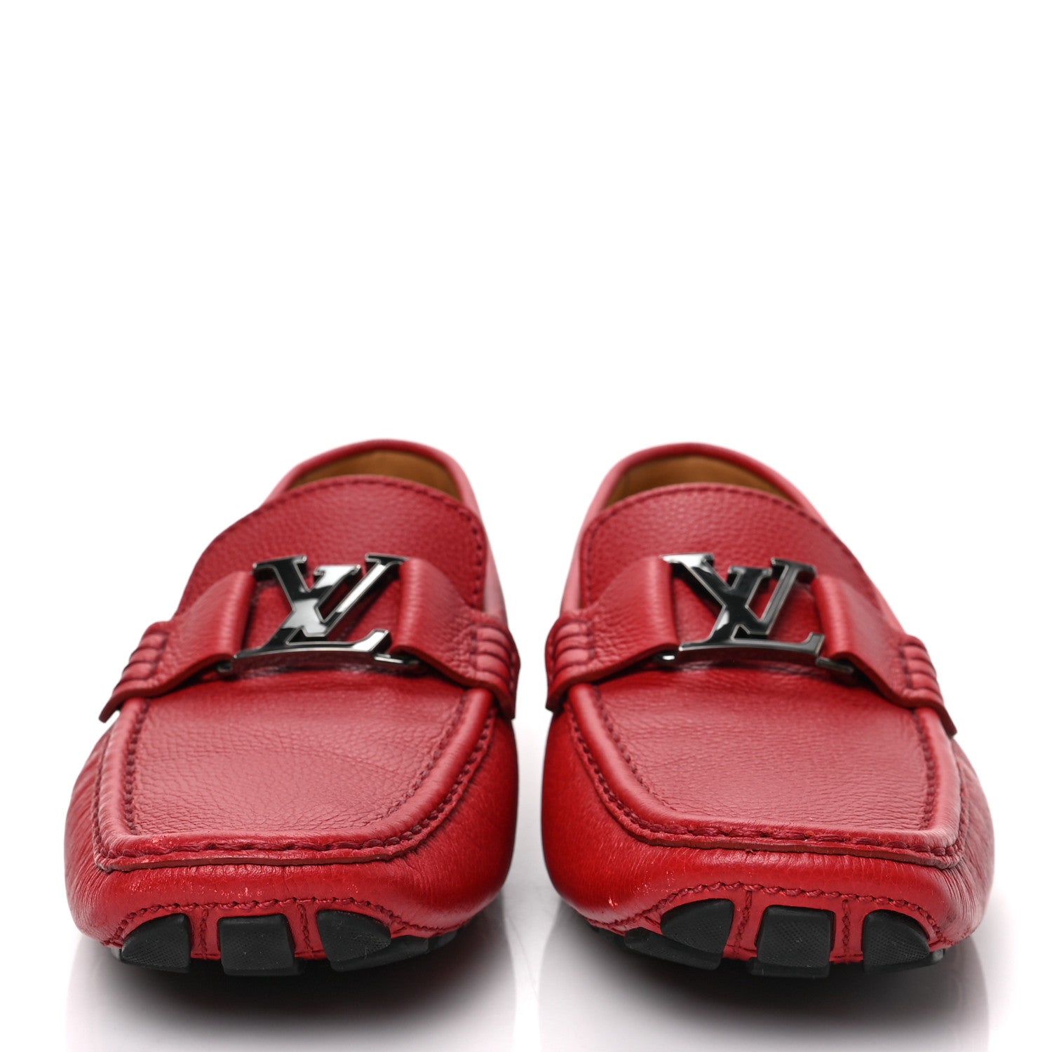 Louis Vuitton Calfskin Mens Monte Carlo Car Shoe Moccasin Loafers 8.5 Red 2 of 8