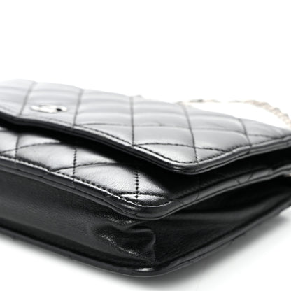 Chanel Lambskin Quilted Wallet On Chain WOC Black 11 of 12