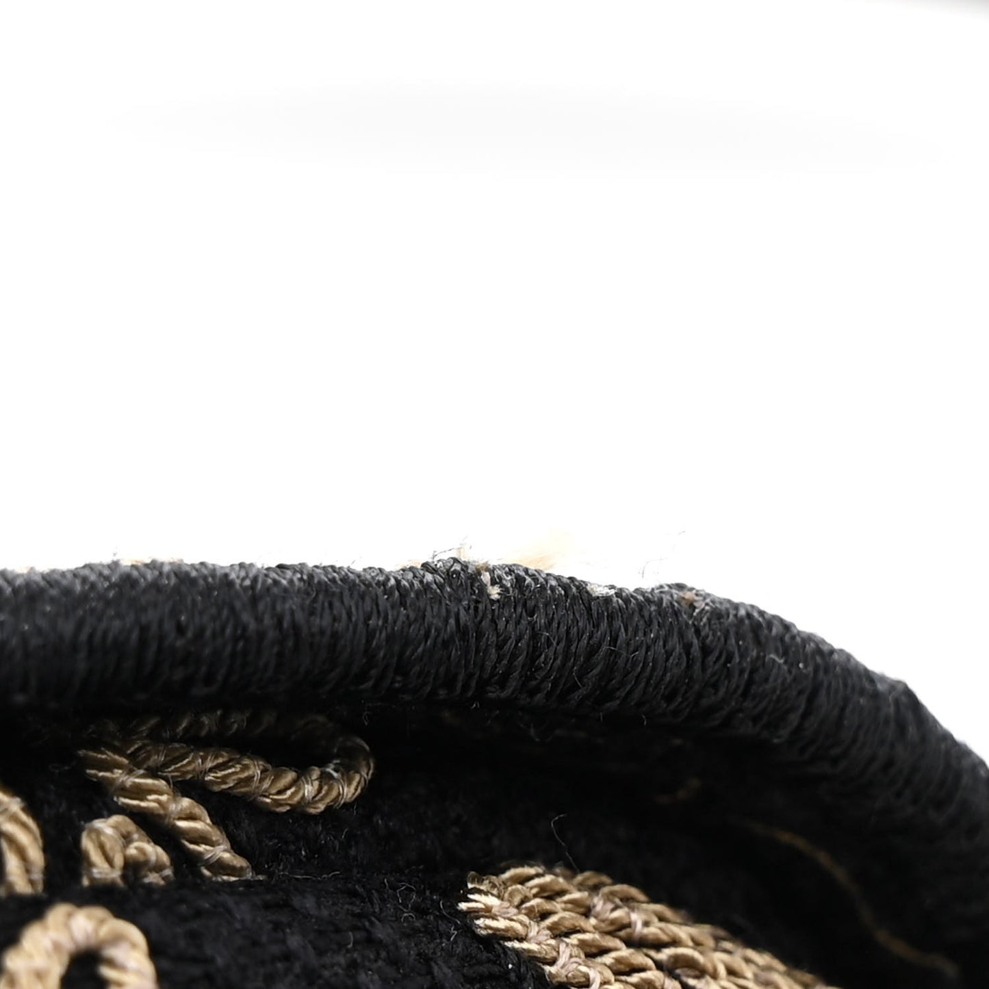 Canvas Embroidered Ornamental Cornely Saddle Bag Black Beige