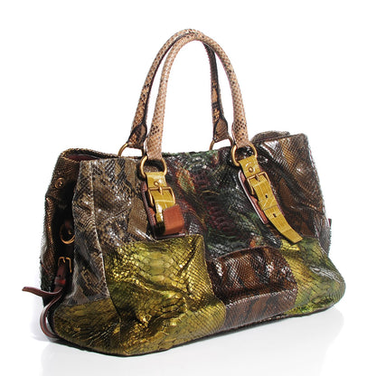 Prada Python Patch Shopper Tote Militare 3 of 9