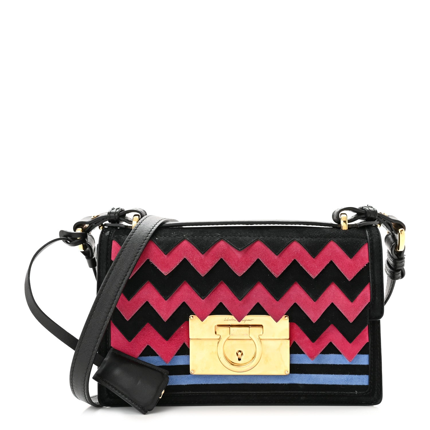 Salvatore Ferragamo Suede Zig Zag Mini Aileen Crossbody Multicolor 1 of 16