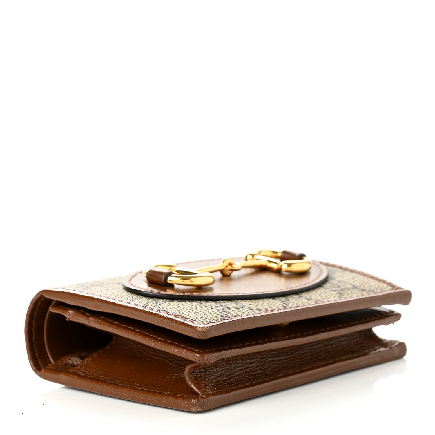 Gucci GG Supreme Monogram Horsebit 1955 Card Case Wallet Beige Ebony Brown Sugar 4 of 7