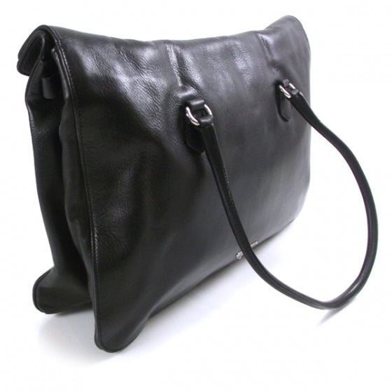 Prada Leather Easy Foldover Pushlock Work Bag Black 3 of 11