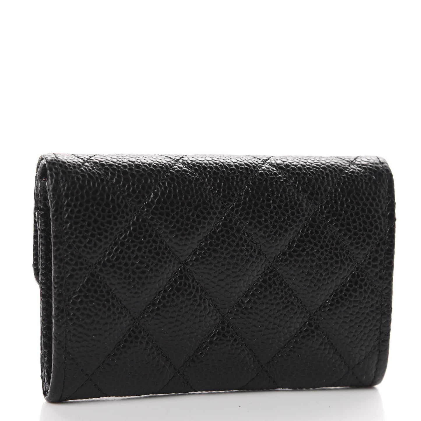 Caviar Quilted Flap Card Holder Black