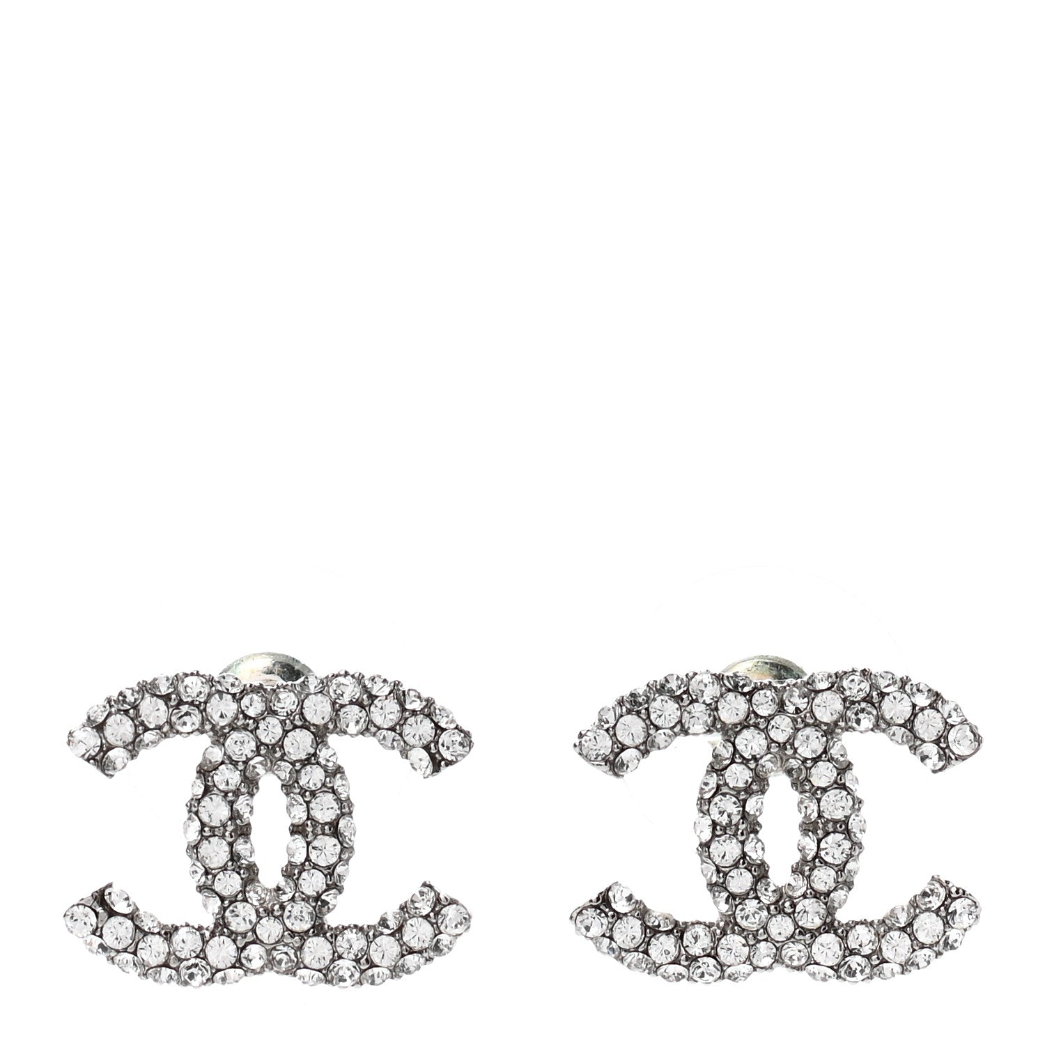 Chanel Crystal CC Earrings Silver 1 of 5