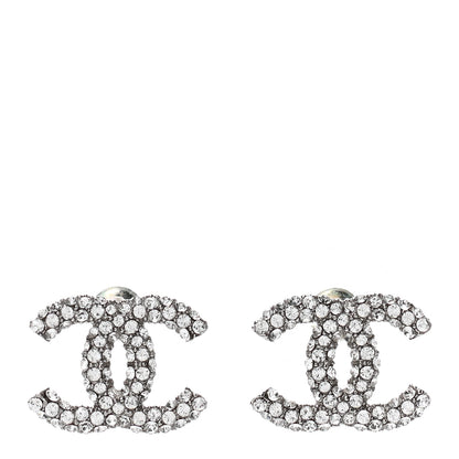 Chanel Crystal CC Earrings Silver 1 of 5