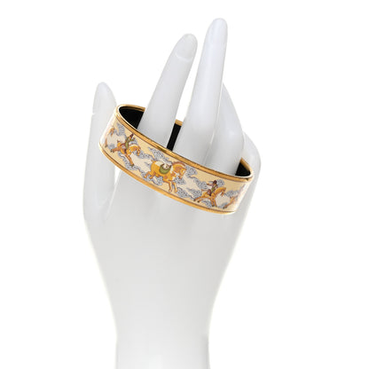Hermes Enamel Printed Wide Galop Volant Bracelet 70 Creme 2 of 6