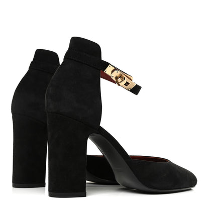 Hermes Suede Goatskin Baby 90 Pump 38 Black 4 of 12
