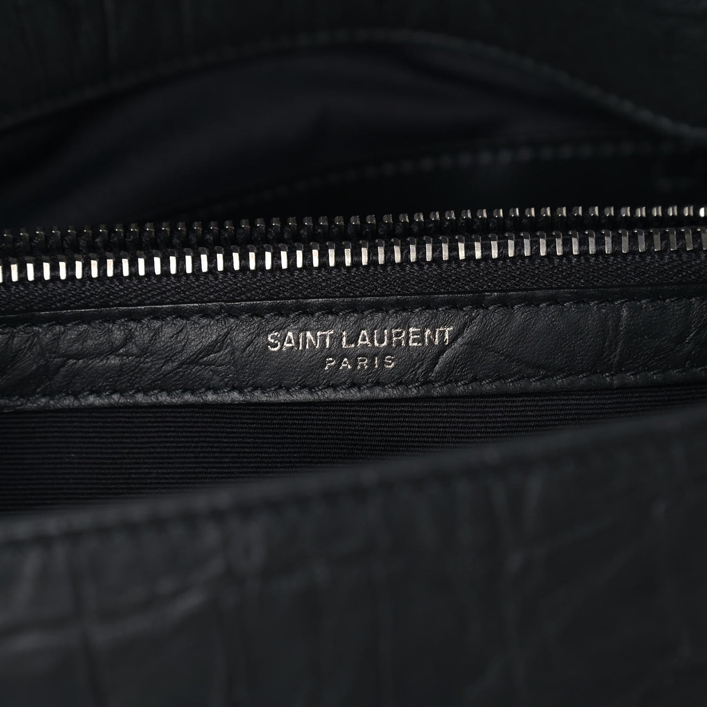 Calfskin Crocodile Embossed Medium West Hollywood Monogram Fold-Over Black