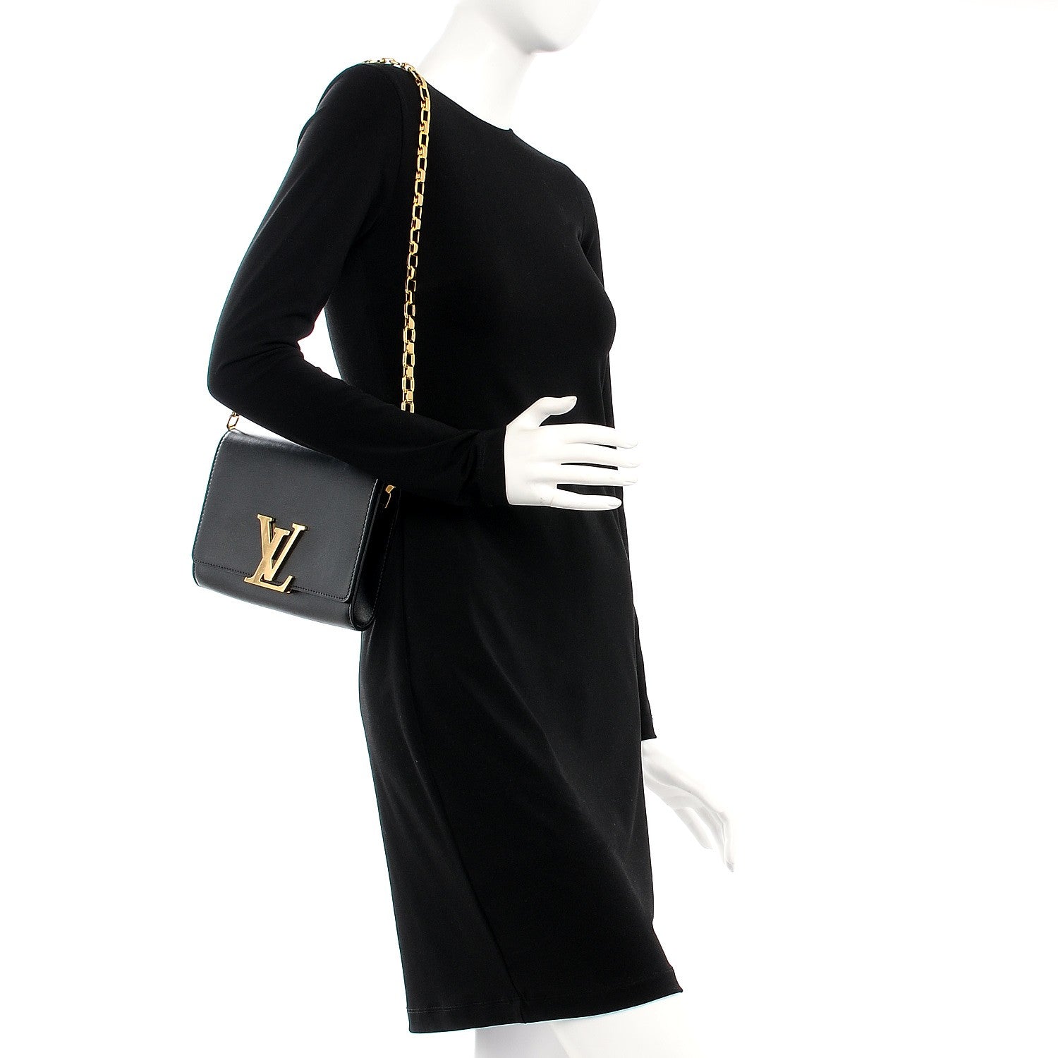 Louis Vuitton Calfskin Chain Louise GM Black 2 of 11