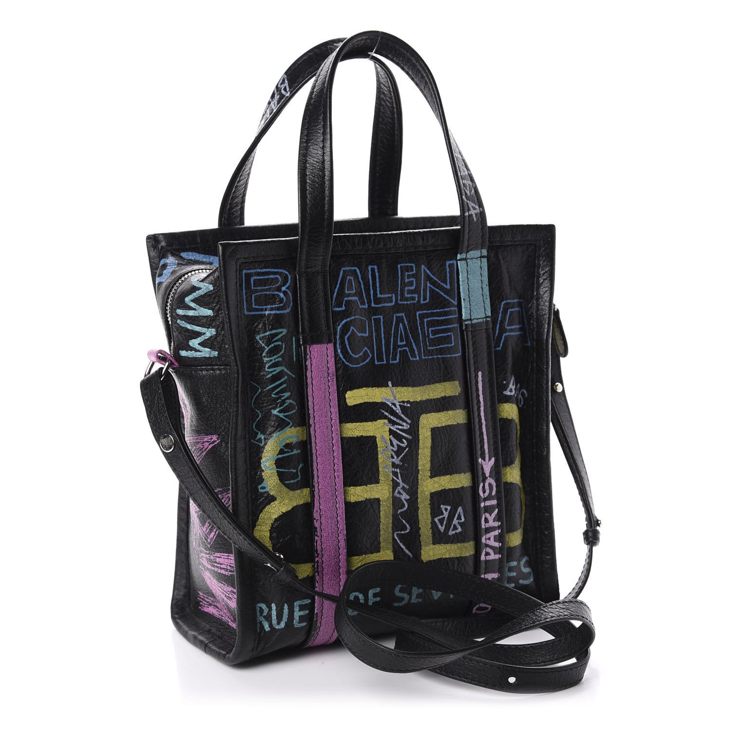 Agneau Arena Graffiti All Over XS Bazar Shopper Tote Black Multicolor