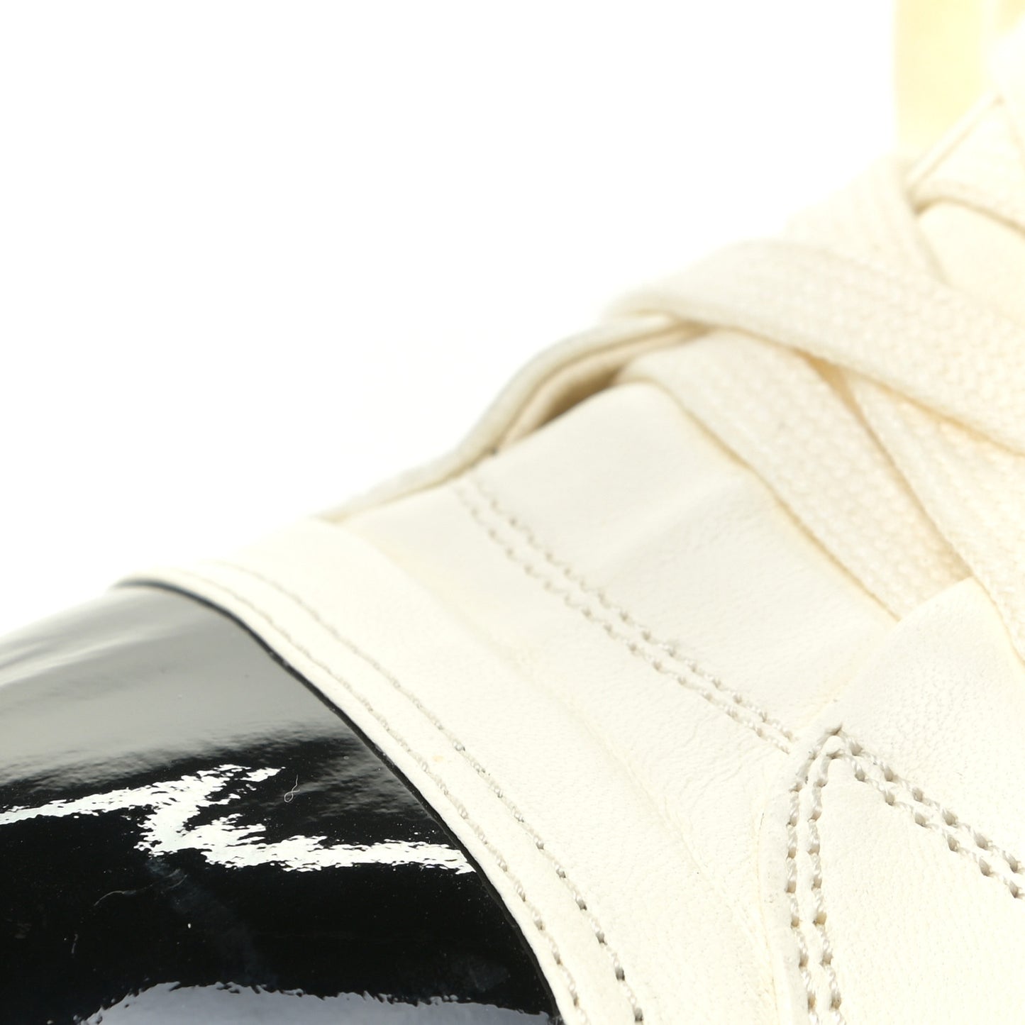Lambskin Patent Cap Toe CC Sneakers 39 White Black