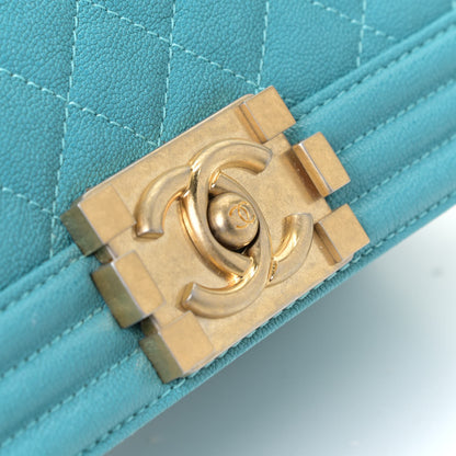 Chanel Caviar Quilted Medium Boy Flap Turquoise 11 of 13