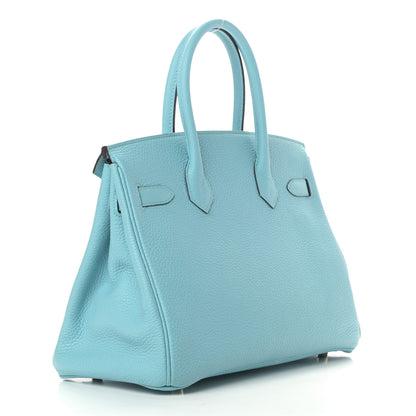 Hermes Taurillon Clemence Birkin 30 Bleu Atoll 2 of 12