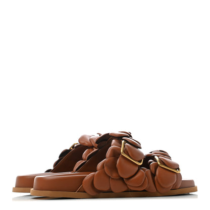 Valentino Garavani Calfskin Atelier 03 Rose Edition Double Buckle Slide Sandals 39 Cuoio 3 of 6