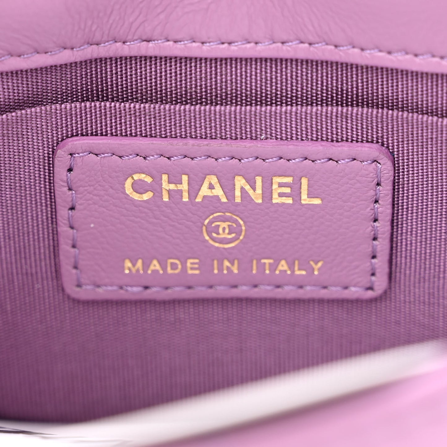 Shiny Lambskin Quilted Extra Mini Flap Purple