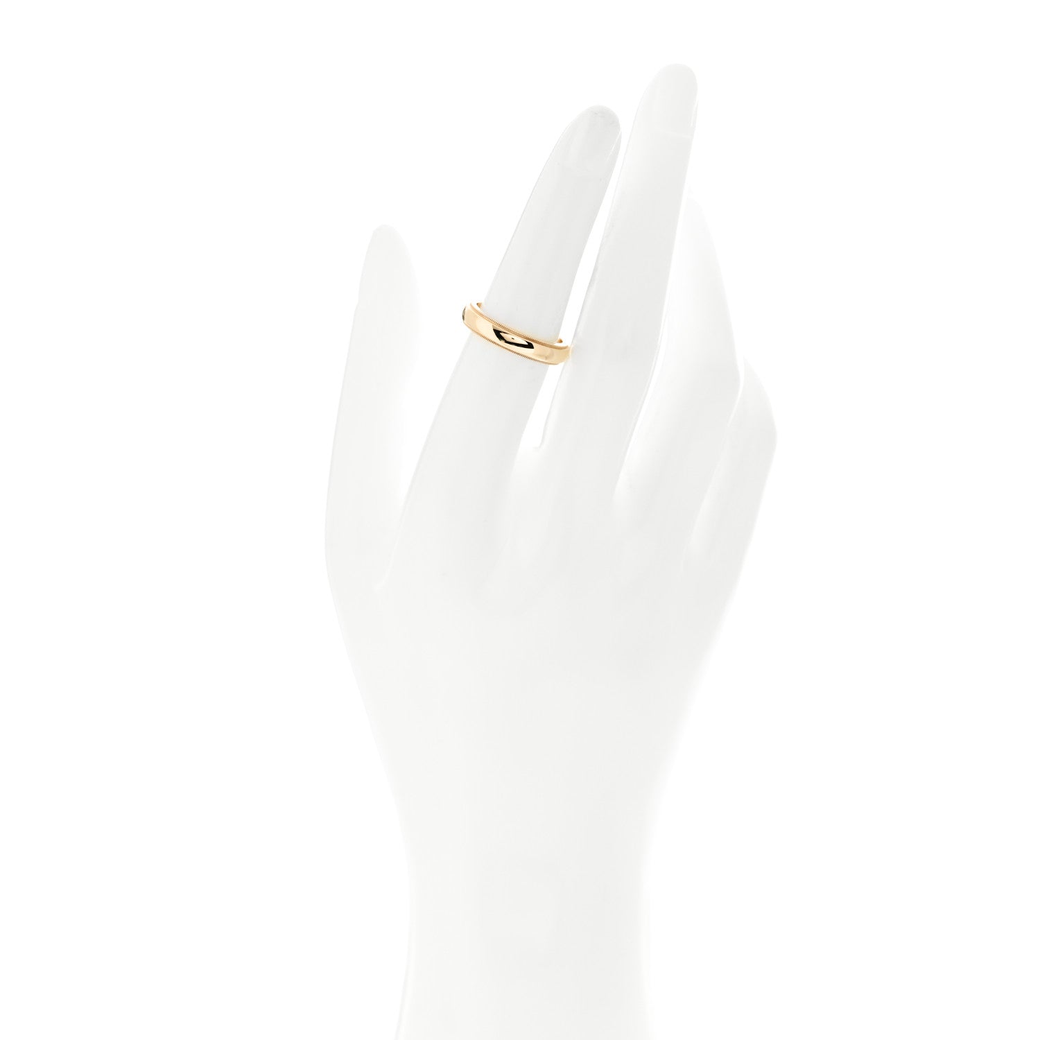Tiffany 18K Yellow Gold 4mm Essential Double Milgrain Band Ring 53 6.5 2 of 6