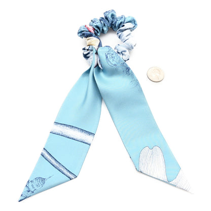Hermes Silk Blla A L'Ombre Des Chouchou Scrunchie Blue 2 of 3