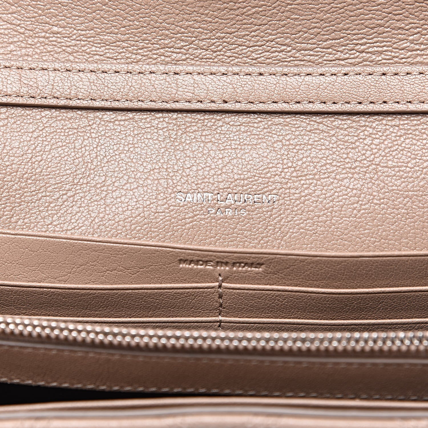 Saint Laurent Lambskin Diamond Quilted Becky Chain Wallet Gold Sand 6 of 11