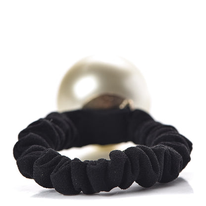 Chanel Pearl CC Hair Tie Black Gold Pearly White 3 of 4