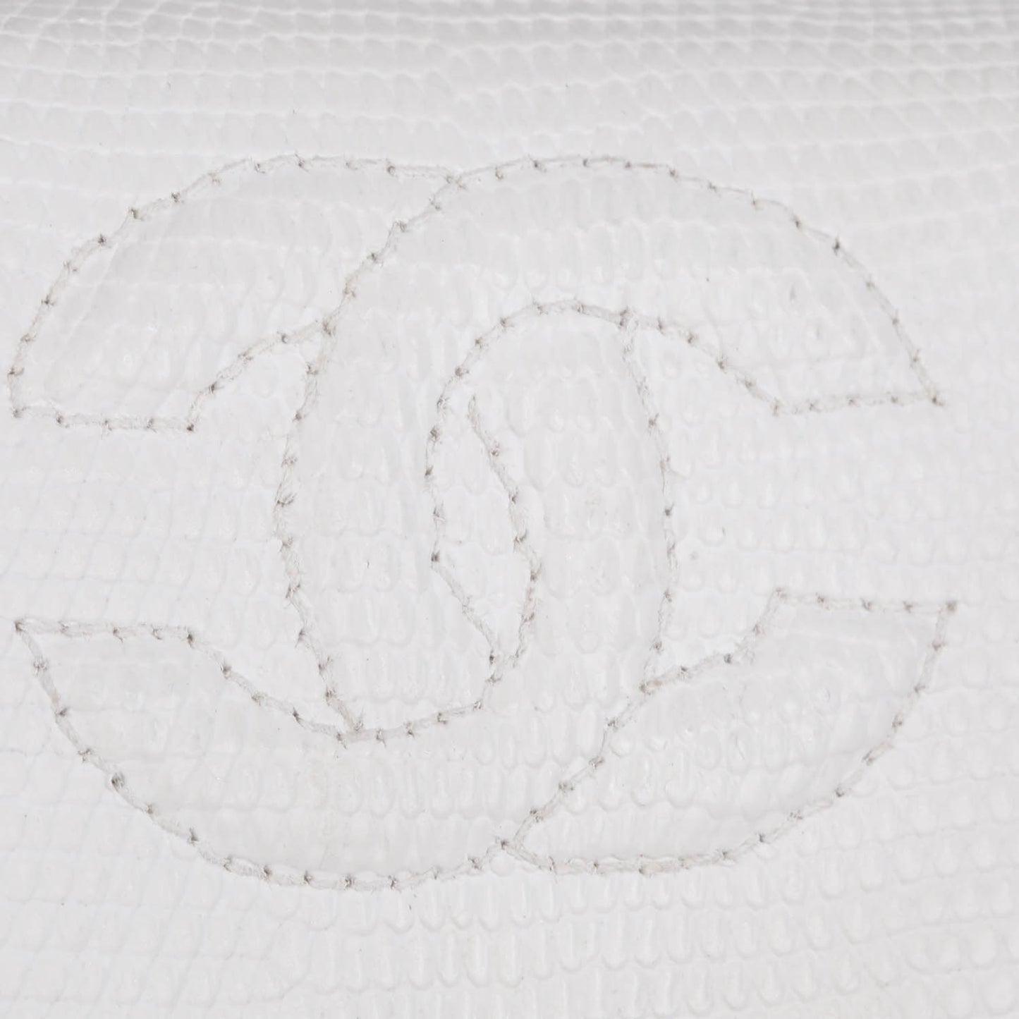 Lizard Embossed Leather Evening Bag White