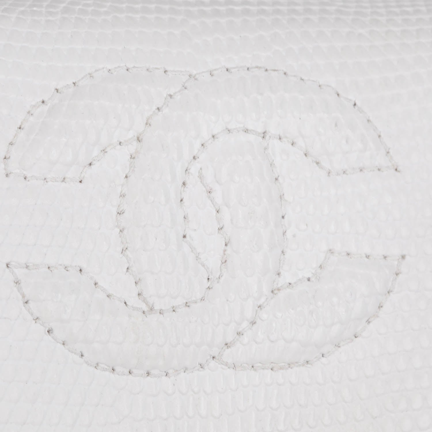 Chanel Lizard Embossed Leather Evening Bag White 5 of 9