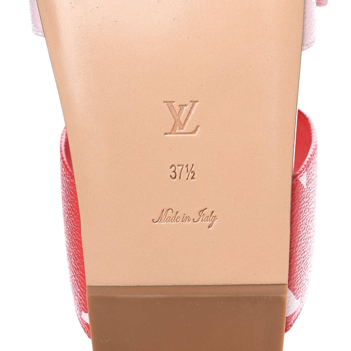 Monogram Giant Bom Dia Flat Mule Sandals 37.5 Rouge Rose