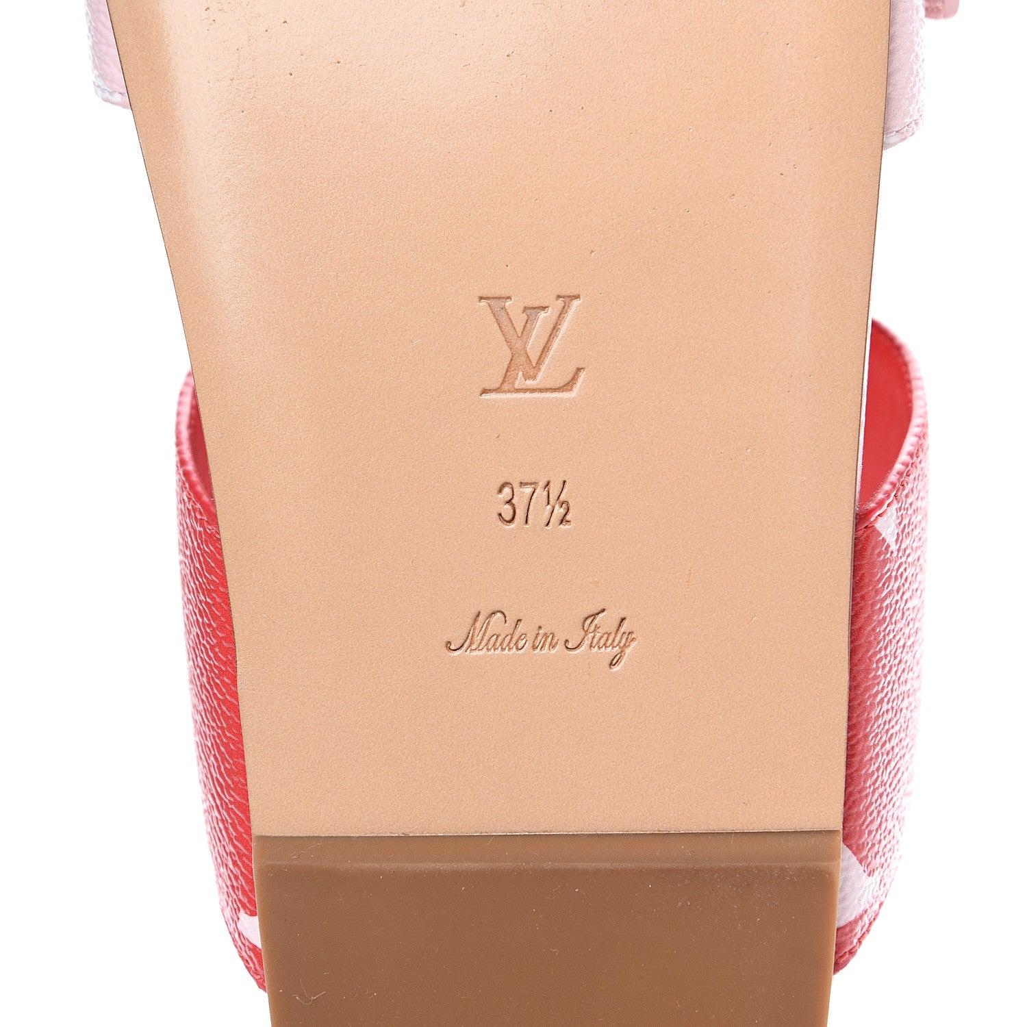 Louis Vuitton Monogram Giant Bom Dia Flat Mule Sandals 37.5 Rouge Rose 6 of 9