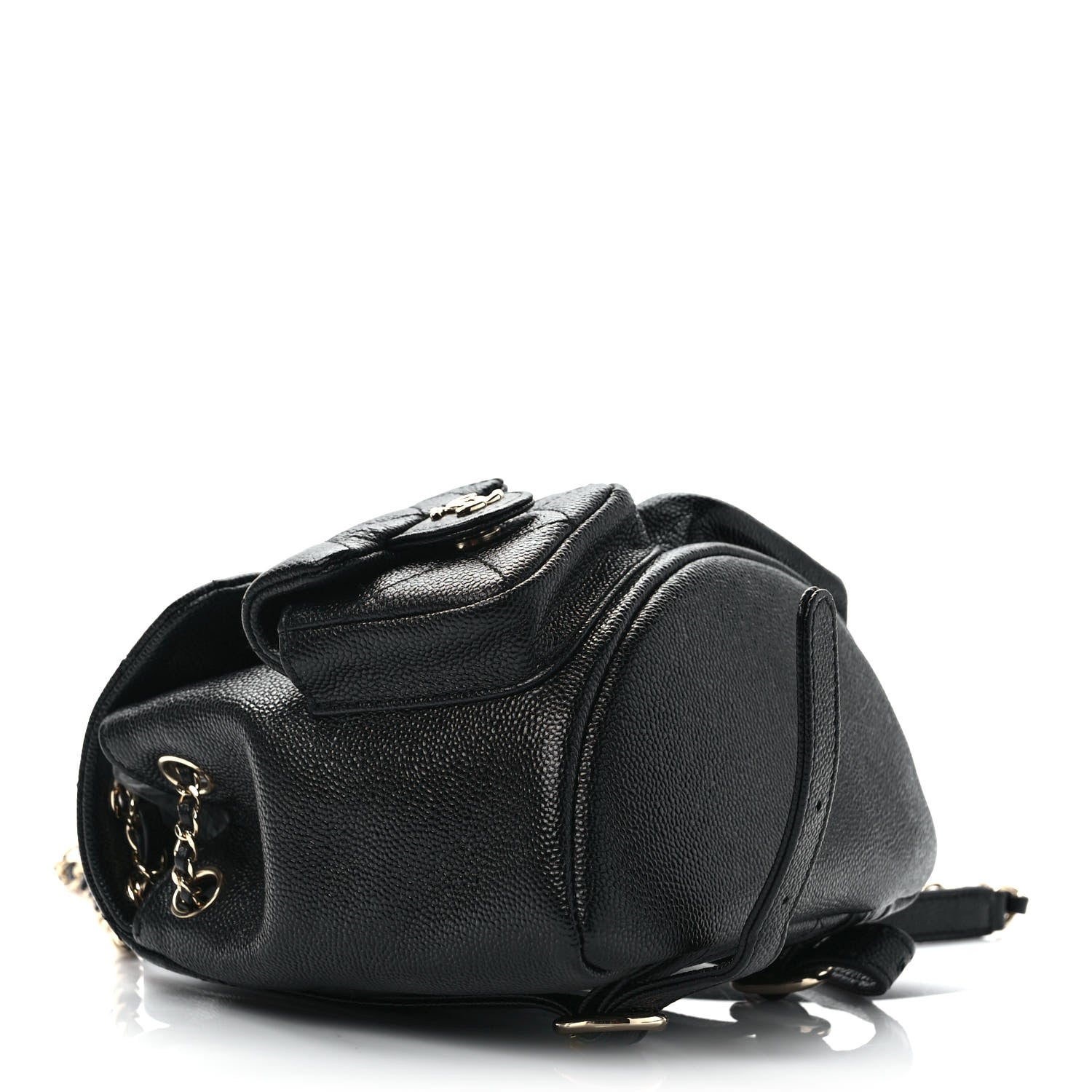 Chanel Shiny Caviar Quilted Small Duma Pockets Drawstring Backpack Black 3 of 9