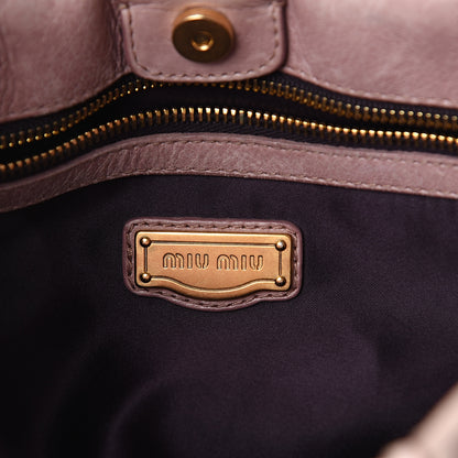 Miu Miu Vitello Lux Gathered Tote Mughetto 5 of 8