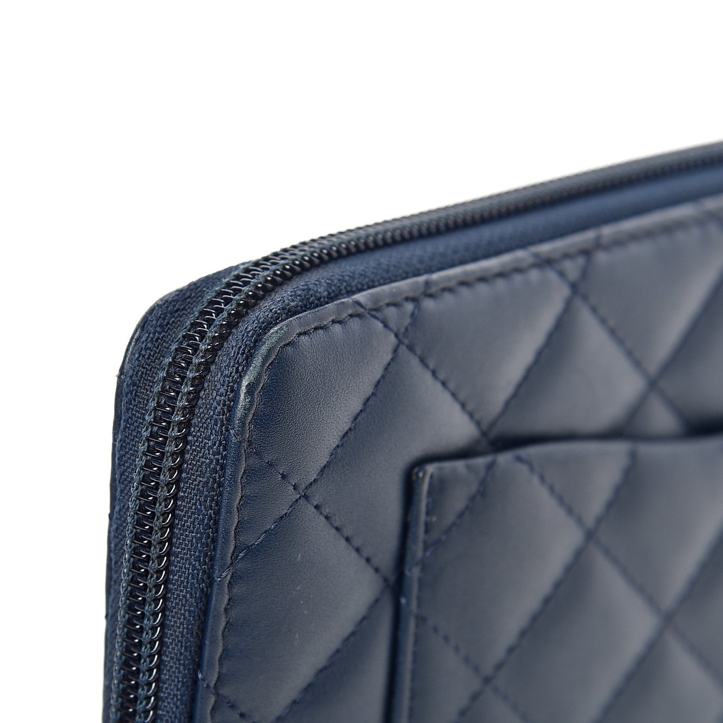 Calfskin Cambon Zip Around Organizer Wallet Navy