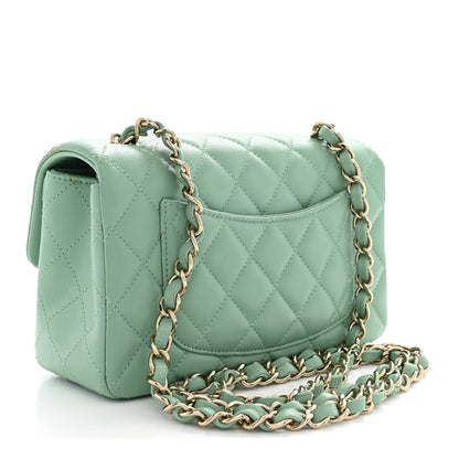 Chanel Lambskin Quilted Mini Rectangular Flap Light Green 3 of 13