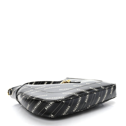 Gucci X BALENCIAGA Calfskin Logo Print Medium Jackie 1961 Hobo Black 4 of 9