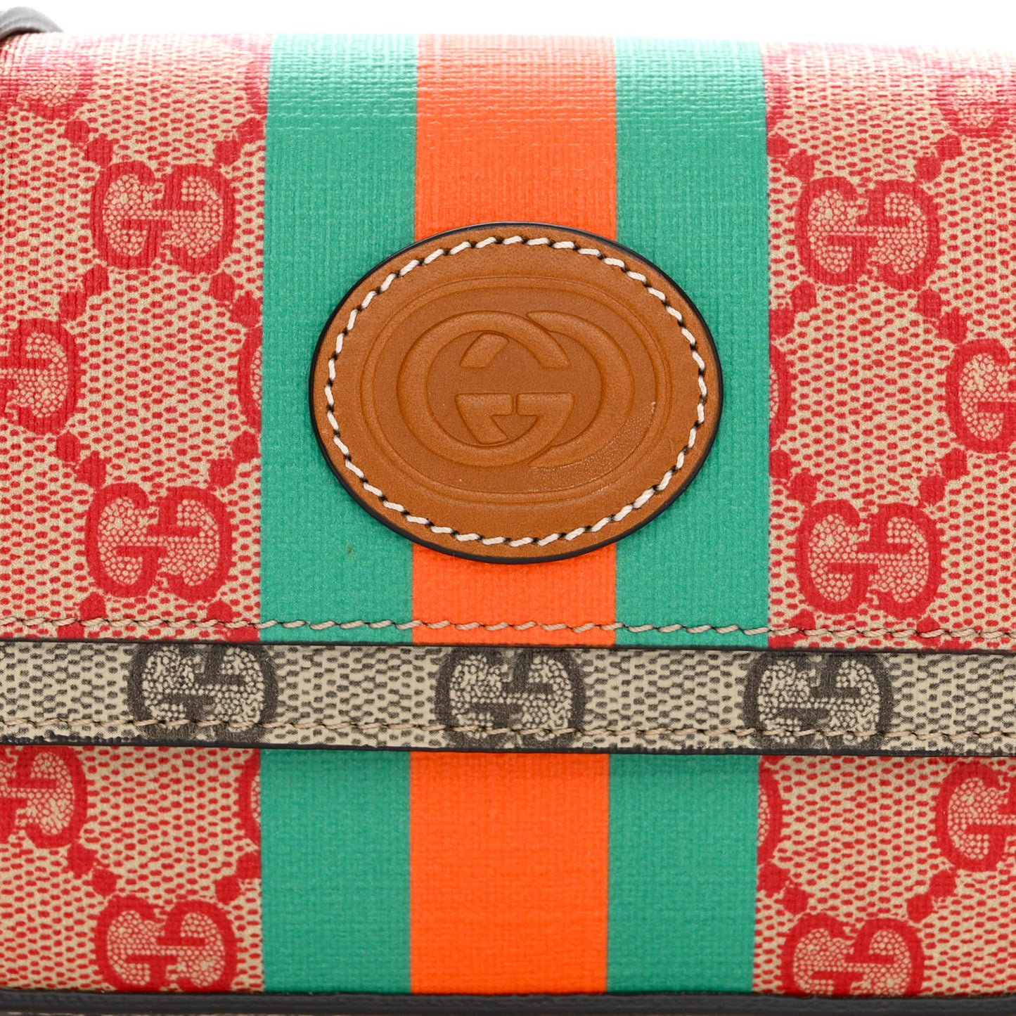 X DANS LE VERT GG Supreme Monogram Cuoio Web Mini Retro Interlocking G Top Handle Beige Rosso Ebony Harness Brown