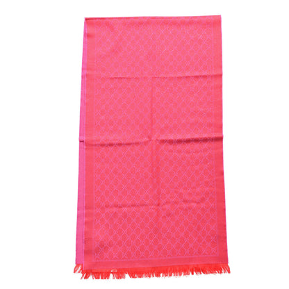 Gucci Wool Lame Jacquard GG Monogram Stenlux Scarf Red Pink 2 of 5