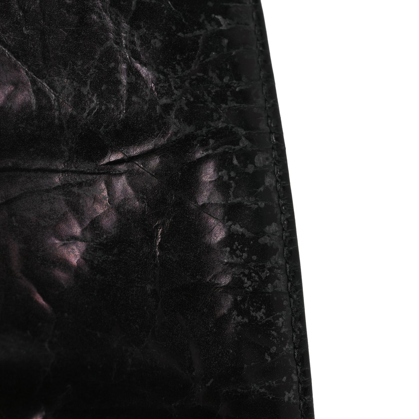 Glazed Calfskin Quilted Rita Top Handle Flap Black