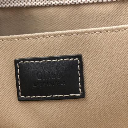 Chloe Linen Calfskin Large Woody Ribbon Tote Black Blue 11 of 25